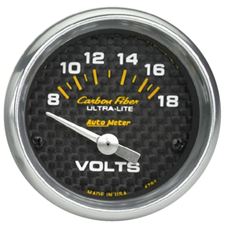 Autometer "Carbon Fiber", Voltmätare, 8-18 Volt, 52 mm Outlet