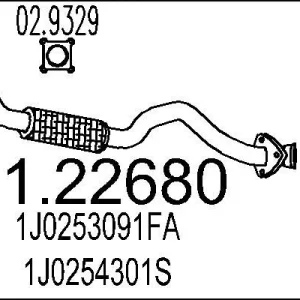 Avgasrör, Fram, För MellanljuddämpareMts 0122680 Begränsad tid