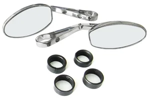 Utförsäljning Backspegel "TCE Retro" silver anodiserade, styrändsmonterade 22-30mm